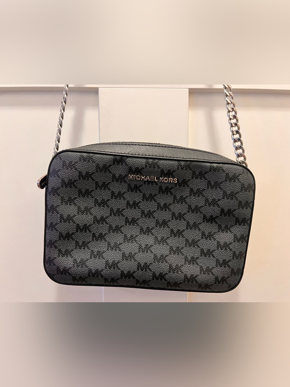Michael Kors Gray/Black MK Logo Crossbody Bag